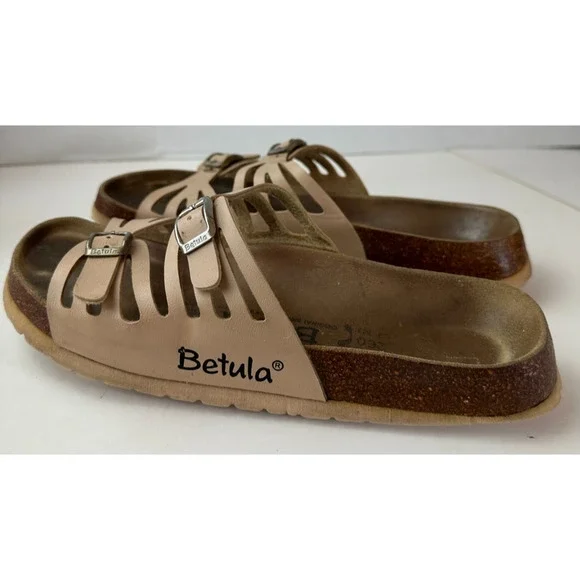 Birkenstock Betula Granada Slides Strappy Sandals Khaki Tan Peach US Size 9 - Picture 6 of 16